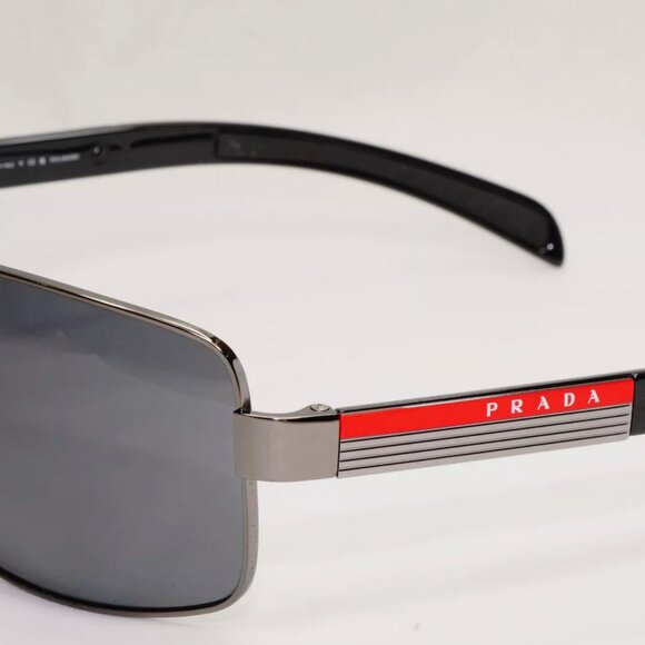 Prada Sunglasses Polarized Navigator Gunmetal Black Grey - Picture 5 of 5